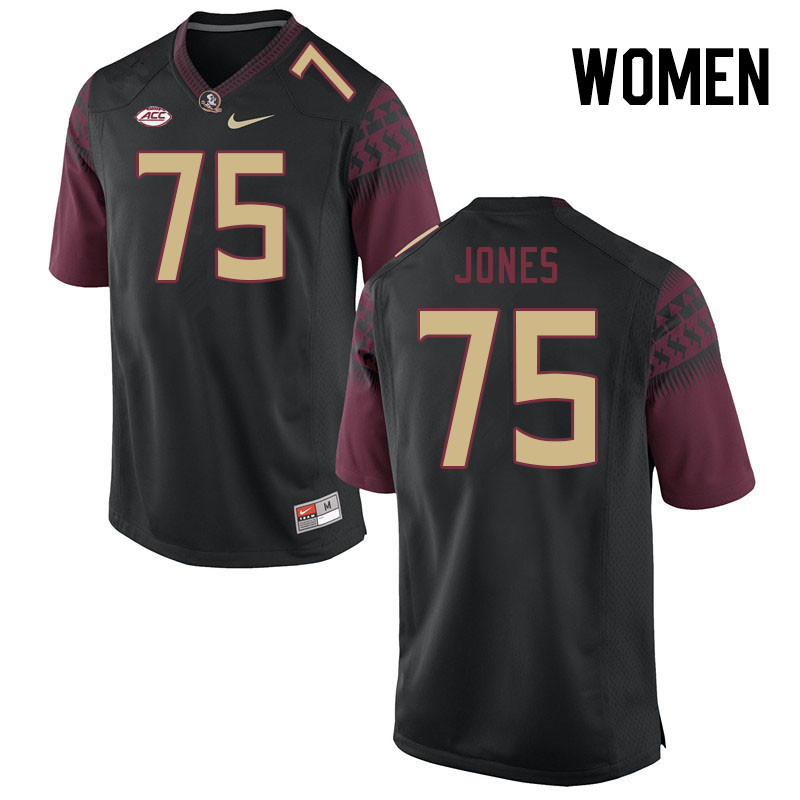 Women #75 Keiondre Jones Florida State Seminoles College Football Jerseys Stitched-Black - Click Image to Close